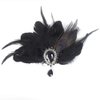Aimimier 1920s Flapper Feather Hair Clip Black Roaring 20s Headpiece Costume Masquerade Hair Jewelry for Women and Girls (Style 1)