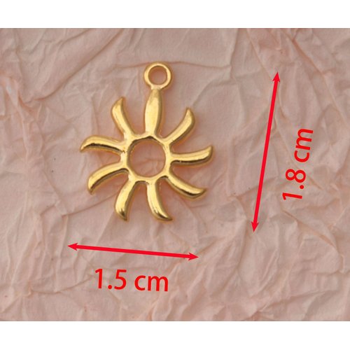 Ruwado 50 Pcs Hollow Sun Charms 1.8 x 1.5 cm Cute Chic Metal Pendants for DIY Jewelry Making Kit Finding Christmas Decoration Bracelet Necklace Thanksgiving Gift Supplies (Gold)