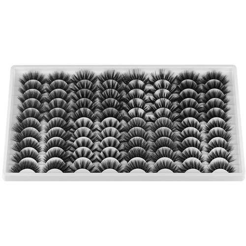 40 Pairs Mink Lashes Faux False Eyelashes Dramatic Natural Look 8 Styles Fake Eyelashes Pack 18-22MM Thick Crossed Fluffy Volume Reusable Eyelashes 3D Multi-layered Cat Eye&Round Shape by Boahankuke