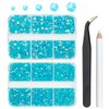 qiipii 3060PCS Teal Blue AB Resin Rhinestones for Crafting Turquoise Blue AB Flatback Jelly Stones 2mm-6mm Non-Hotfix AB Diamonds Gems Charms for Nails Face Eyes Makeup Body Tumblers DIY Crafts Decor