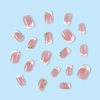 24 Pcs Acrylic Press on Nails, ASONRL Short Medium Square French White Edge Pink Fake Nails with Gold Rhinestones, Glue on Nails Reusable False Nails for Women, French- Gold Diamond Square