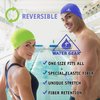 Water Gear Jazz Silicone Swim Cap - Flexible Unisex - Great for Short and Long Hair - Improve Your Performance (Lime/Blue, One Size)