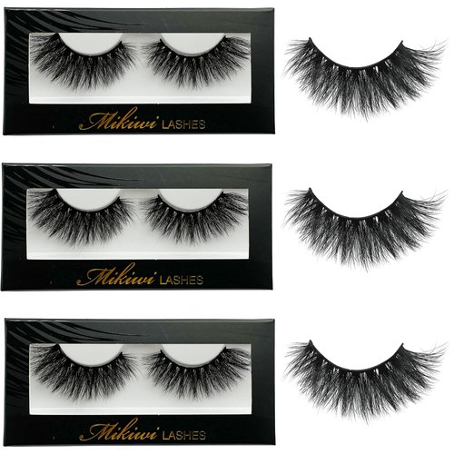 Real Mink Lashes Mikiwi Eyelashes, 5D Mink Eyelashes, Super Fluffy Long Dramatic Eyelashes, Thick HandMade Full Strip Lashes, Cruelty-Free Lash 18-20MM 3D Mink Lashes