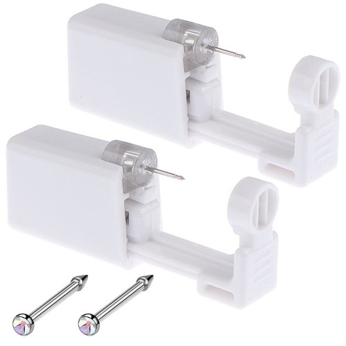 prgislew Nose Piercing Gun - 2 Pack Nose Piercing Kit Disposable Self Nose Piercing Gun with Nose Stud Pierce Kit Tool for Nose Studs Piercing Gun