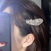 YienDoo Crystal Feather Hair Clip Barrette Silver Sparkling Rhinestone Feather Hairpin Barrette Non-Slip Elegant Duckbill Clip Bridal Barrettes Head Clip Wedding Headwear Accessories for Women Girls