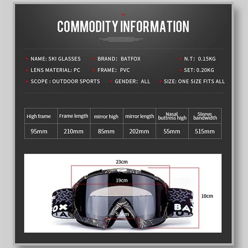 Zsling OTG Ski Goggles - UV Protection Anti Fog Ski/Snowboard Goggles for Men Women Youth Clear Snow Goggles