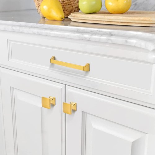 iZINC 5 Pack Solid Zinc Glod Drawer Pulls,6 1/4 Inch/160mm Brushed Gold Cabinet Pulls,Modern Dresser Handles,Kitchen Hardware for Bathroom and Cabinet