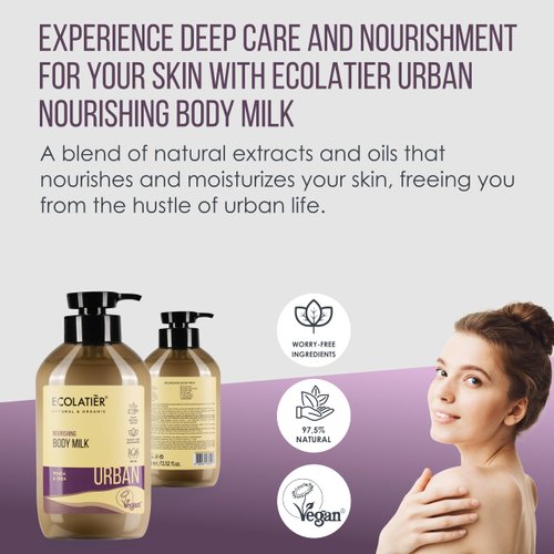 ECOLATIÈR Nourishing Body Milk - Body Lotion for Women & Men – 97.5% Natural Ingredients, Vegan Certified, Organic Body Lotion for Dry Skin with Shea Butter & Feijoa Extract - 13.5 Fl Oz