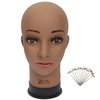 BHD BEAUTY Bald Mannequin Head Brown Female Professional Cosmetology for Wig Making, Display wigs, eyeglasses, hairs with T pins 22''