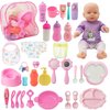 SOTOGO 34 Pieces Baby Doll Care Set Doll Feeding and Changing Accessories Set Baby Doll Accessories in Bag, Without Doll