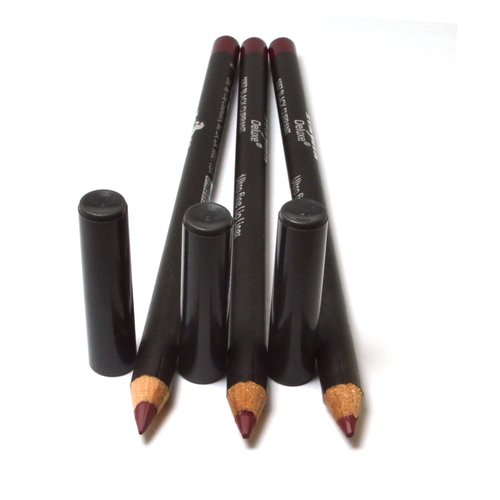 3 Pcs x Italia Deluxe [ 1057 Black Currant ] Ultra Fine Lip liner Pencil Lipliner Set + Free Zipper Bag Full Size
