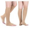 Open toe Toeless Compression Socks 3 Pairs for Women Men 15-20 mmHg Support Running Travel Pregnancy(S/M, Nude)