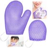 Karenhi Honeycomb Exfoliating Scrubber Set, Honeycomb Face and Body Scrubber Include Spa Bath Mitt Honeycomb Exfoliating Glove for Body Shower, Face Exfoliator Scrubber Sponge, Quick Drying (Purple)