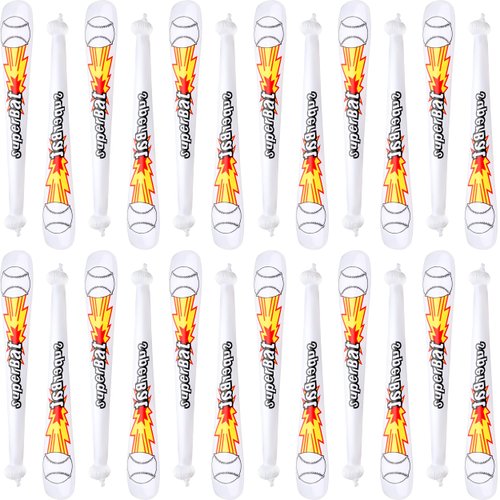 Sonarun 24 Pack Inflatable Baseball Bats Baseball bat inflates Bulk for Summer Pool Baseball Theme Birthday Party Favors