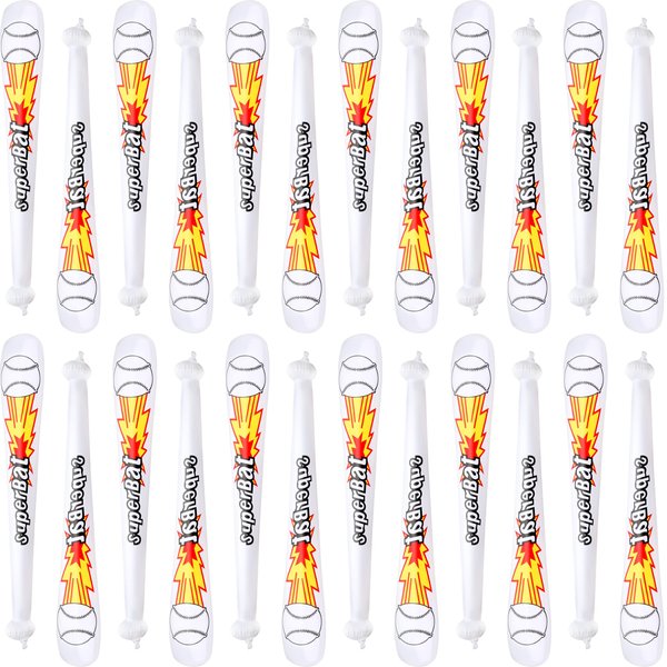 Sonarun 24 Pack Inflatable Baseball Bats Baseball bat inflates Bulk for Summer Pool Baseball Theme Birthday Party Favors