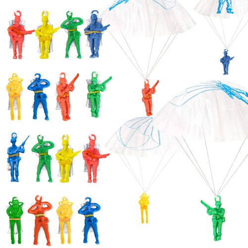 ArtCreativity Mini Paratroopers with Parachutes, Bulk Pack of 36, Vinyl Parachute Men Toy in Assorted Colors, Durable Plastic Army Guys Playset, Fun Parachute Party Favors, for Boys & Girls