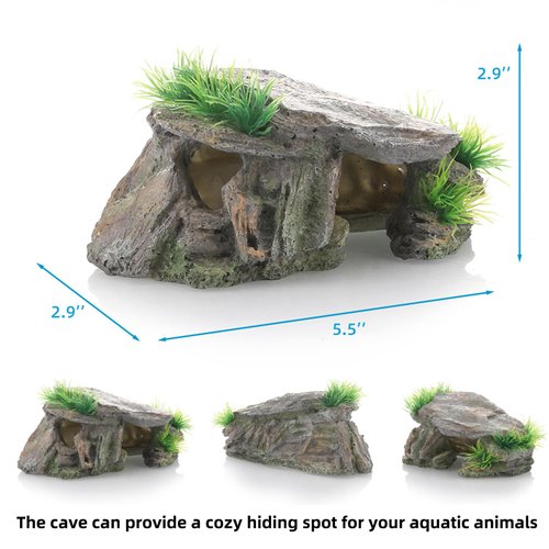 Paoleju Rock Aquarium Decorations Cave | Resin Fish Tank Decorations Cave | Fish Sleep Rest House| Fish Tank Accessories| 5.5 x 2.9 x 2.9'' Aquarium Decorations Cave