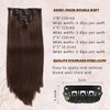 Clip In Hair Extensions Real Human Hair Dark Brown Hair Extensions For Women 7pcs Per Set with 16 Clips 100% Remy Virgin Human Hair Clip In Extensions Double Weft Clips Straight Soft Hair 18inch