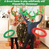 Total 18 Pcs 3 Set Inflatable Reindeer Antler Ring Toss Game Christmas Party Games Kids Family Xmas Toys Stock Stuffer Christmas Activities Carnival Supplies - 3 Antlers 12 Rings 3 Reindeer Nose