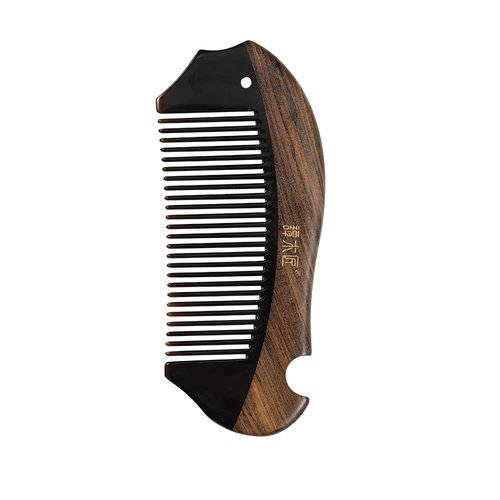 TAN MUJIANG Hair Comb Natural Wood and Horny Material Anti-static (CGHJ0602-1)