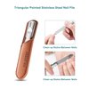 Nail File,Mini Professional Double Sided Stainless Steel Nail File with Non-Slip Handle and Leather Case,Nail Buffering Files Washable,Metal Nail File for Men and Women