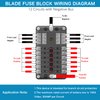 12 Volt Fuse Block, Marine Boat Fuse Block Waterproof 12 Way Automotive Fuse Box with 12 Ground Negative Busbar [100 Amp Max] [ATC/ATO Fuses] [LED Indicator] for Car RV Truck Golf Cart
