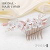 Latious Flower Bride Wedding Hair Comb Bridal Hair Clip Floral Hair Piece Leaf Hair Accessories for Women and Girls (Rose Gold)