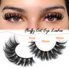 Natural Mink Lashes Fluffy D Curl False Eyelashes 6D Volume Cat Eye Lashes Wispy Faux Mink Eyelashes Curly Fake Lashes 14 Pairs Pack by Eefofnn