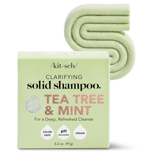 Kitsch Tea Tree & Mint Anti-Dandruff Shampoo Bar - Vegan, Natural, Paraben & Sulfate Free | For Itchy Scalp & All Hair Types | Made in US, 3.2oz