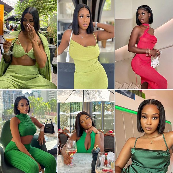 MeiQin Hair Short Bob Wigs Human Hair 4x1 Lace closure Wigs For Black Women Straight Bob Wigs Human Hair Brazilian Virgin Hair 150% Density Natural Color Wigs For Black Women Bobs