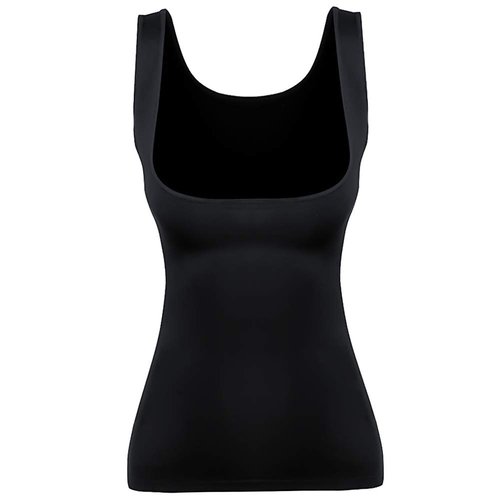 EUYZOU Women's Underbust Shapewear Tank Tops - Seamless Tummy Control Compression Camisole Tops Slimming Tank - Black L