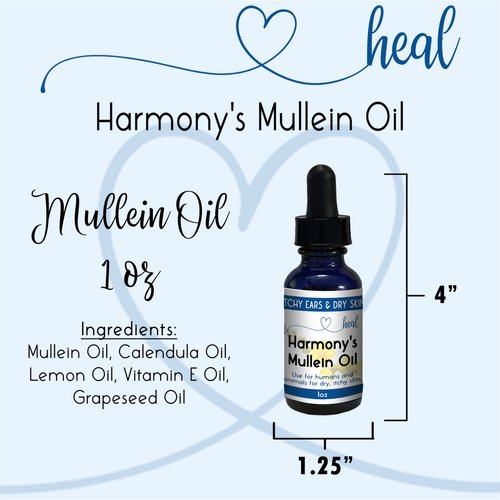 Happy Energy Amazing Life H.E.A.L. Mullein Ear Oil 1oz - Natural Blend with Mullein, Calendula, Lemon, Grapeseed, and Vitamin E Oils for Gentle Ear Care