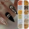 Holographic Nail Glitter Gold Foils for Kit, 12 Grids Sparkly Ultra-Thin Aluminum Foil Nail Art Flakes Designs, Powder Nail Glitters Sequins Acrylic Supplies DIY Manicure Charms Decorations, for Women
