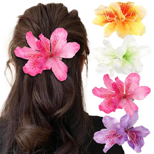 4Pcs Bohemian Flower Hair Clips for Women Girl,Floral Hair Pins Alligator Hair Clips Hibiscus Hair Clip for Hairstyles Decorate,Hawaiian Hair Clip Hair Accessories for Wedding Holiday Beach Party