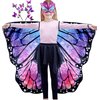 D.Q.Z Double-Sided Fairy Butterfly-Wings Costume for Girls Kids Dress-Up Halloween Costumes Mask Headband as Gifts (Starry Purple)