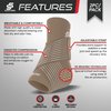 Sleeve Stars Ankle Brace for Sprained Ankle, Plantar Fasciitis Relief Ankle Support for Women, Ankle Compression Sleeve w/ Strap (Pair/Beige)