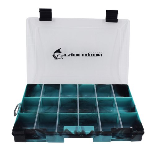Evolution Outdoor 3600 Drift Series Fishing Tackle Tray – Seafoam Green, Colored Tackle Box Organizer with Removable Compartments, Clear Lid, 2 Latch Closure, Utility Box Storage