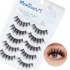 False Eyelashes Natural Look Faux Mink Lashes Pack Handmade Fluffy False Eyelashes 5 Pairs Eye Lashes Easy to Apply Reusable Strip Lashes