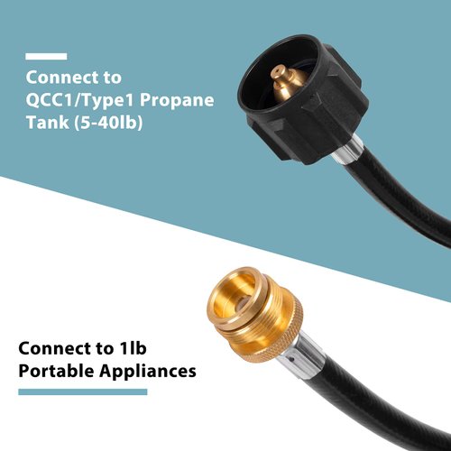 SHINESTAR 6FT Propane Adapter Hose - Compatible with Coleman Stove, Weber Q Grill, Mr. Buddy Heater & More - Connects 1lb Portable Appliances to 20lb Tanks