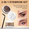 Eyebrow Makeup Kit, 2 in 1 Brow Gel with Styling Wax & Dual Ended Brush, Waterproof Light Brown Pomade for Sculpts and Fill Brows, Clear Brow Shaping Gel for Fluffy Feathered Brow Look