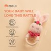 Chippi & Co Crochet Wooden Baby Rattle, Crochet Baby Toys Stuffed Animals Easter Gifts for Kids, Wooden Newborn Toys, Easter Basket Stuffers, Basket Filler for Girls, Boys, Bunny Decor (Clover Bunny)