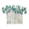 Faship Gorgeous Green Crystal Floral Hair Comb