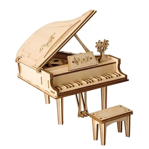 Hands Craft DIY 3D Wooden Puzzle – Grand Piano Musical Instrument Assembly Building Model Kit Brain Teaser Puzzles Educational STEM Toy Adults and Teens to Build Safe and Non-Toxic Premium Wood TG402