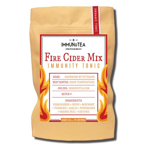 Organic Fire Cider Mix - Makes 20oz+ in 2 weeks - Immunity Boosting Super Tonic - Just Add Apple Cider Vinegar + Raw Honey - Horseradish - Ginger - Onion - Rosemary - Turmeric - Garlic - Peppercorn...