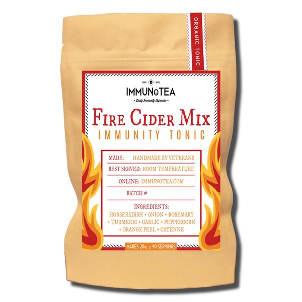 Organic Fire Cider Mix - Makes 20oz+ in 2 weeks - Immunity Boosting Super Tonic - Just Add Apple Cider Vinegar + Raw Honey - Horseradish - Ginger - Onion - Rosemary - Turmeric - Garlic - Peppercorn...