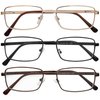 Success Eyewear Reading Glasses Set of 3 Metal Full Rim Glasses for reading for Men and Women -+3.5
