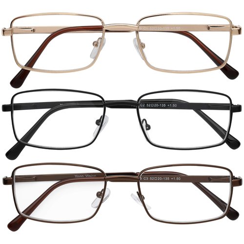 Success Eyewear Reading Glasses Set of 3 Metal Full Rim Glasses for reading for Men and Women -+3.5