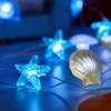 Ocean Themed Marine Life Lights,Beach Sea String Lights, Beach Aquarium Décor Sea Turtle Seahorse Starfish Giant Clam String Lights, Battery or USB powered,10ft 30 LEDs Themed Marine Life Lights (B)