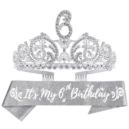 6th Birthday, 6th Birthday Decorations for Girls, 6th Birthday Tiara and Sash, 6th Birthday Gifts for Girls, 6th Birthday Tiara, 6th Birthday Sash, 6th Birthday Crown for Girls, 6th Birthday Crown