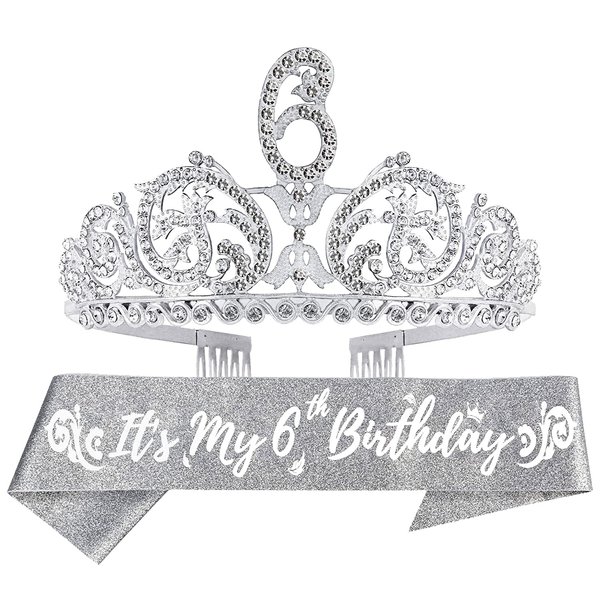 6th Birthday, 6th Birthday Decorations for Girls, 6th Birthday Tiara and Sash, 6th Birthday Gifts for Girls, 6th Birthday Tiara, 6th Birthday Sash, 6th Birthday Crown for Girls, 6th Birthday Crown